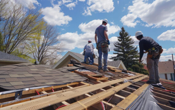 Roofing contractors installing shingles on residential home in Lafayette Louisiana